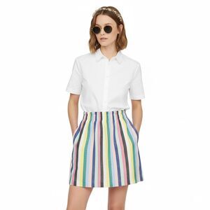 J.Crew Rainbow Stripe Pull-On Linen Skirt Women’s Size 00 NWT Cottagecore